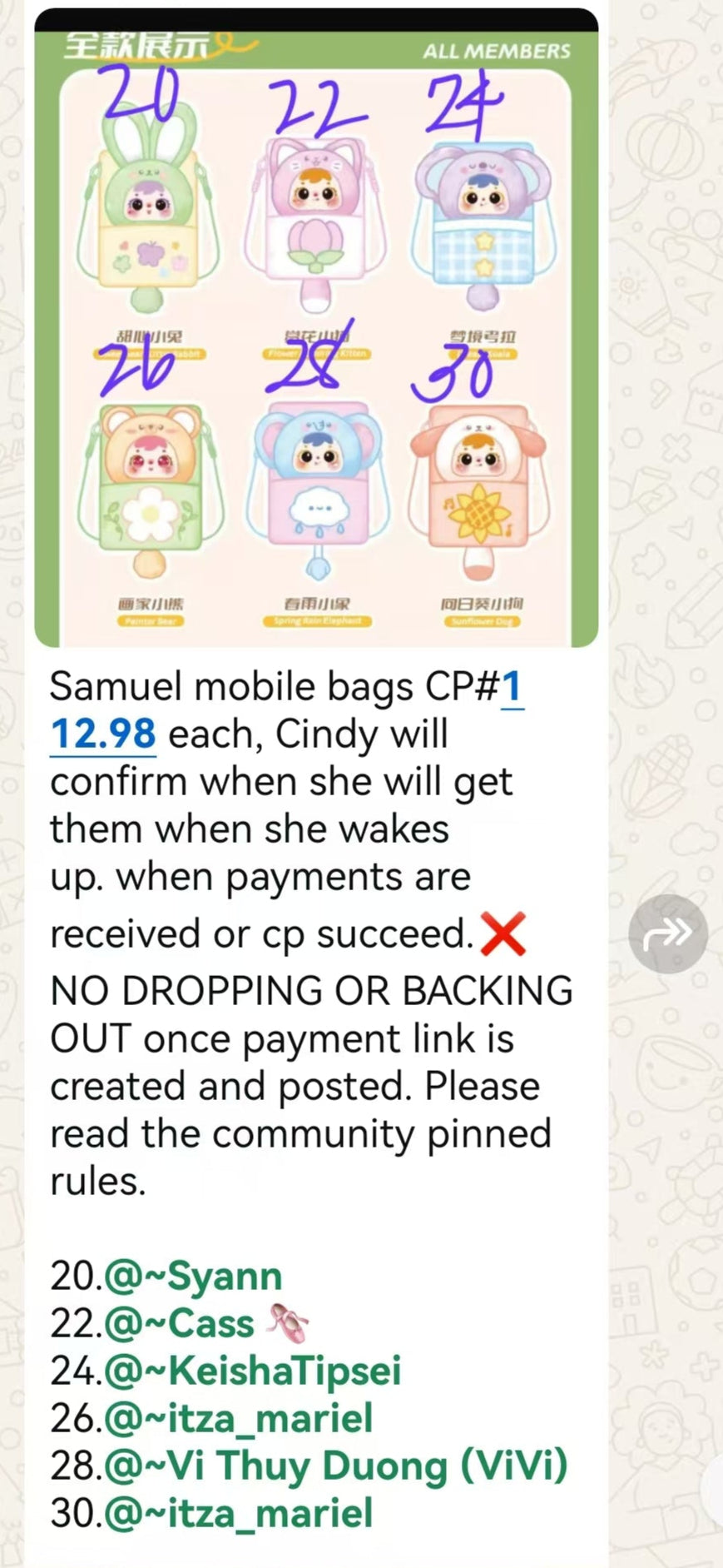 CP#1 Samuel mobile bags 0728