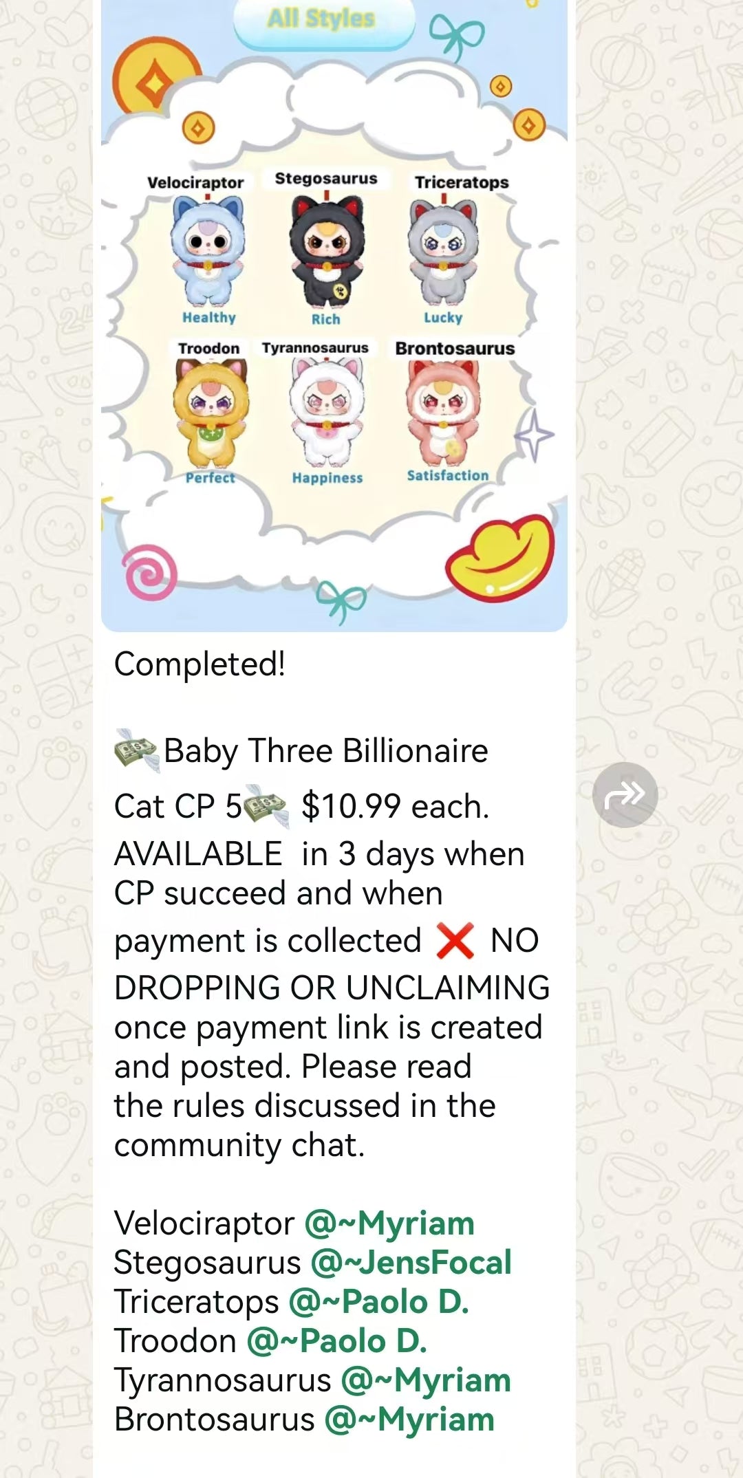 Baby Three Billionaire Cat CP 5