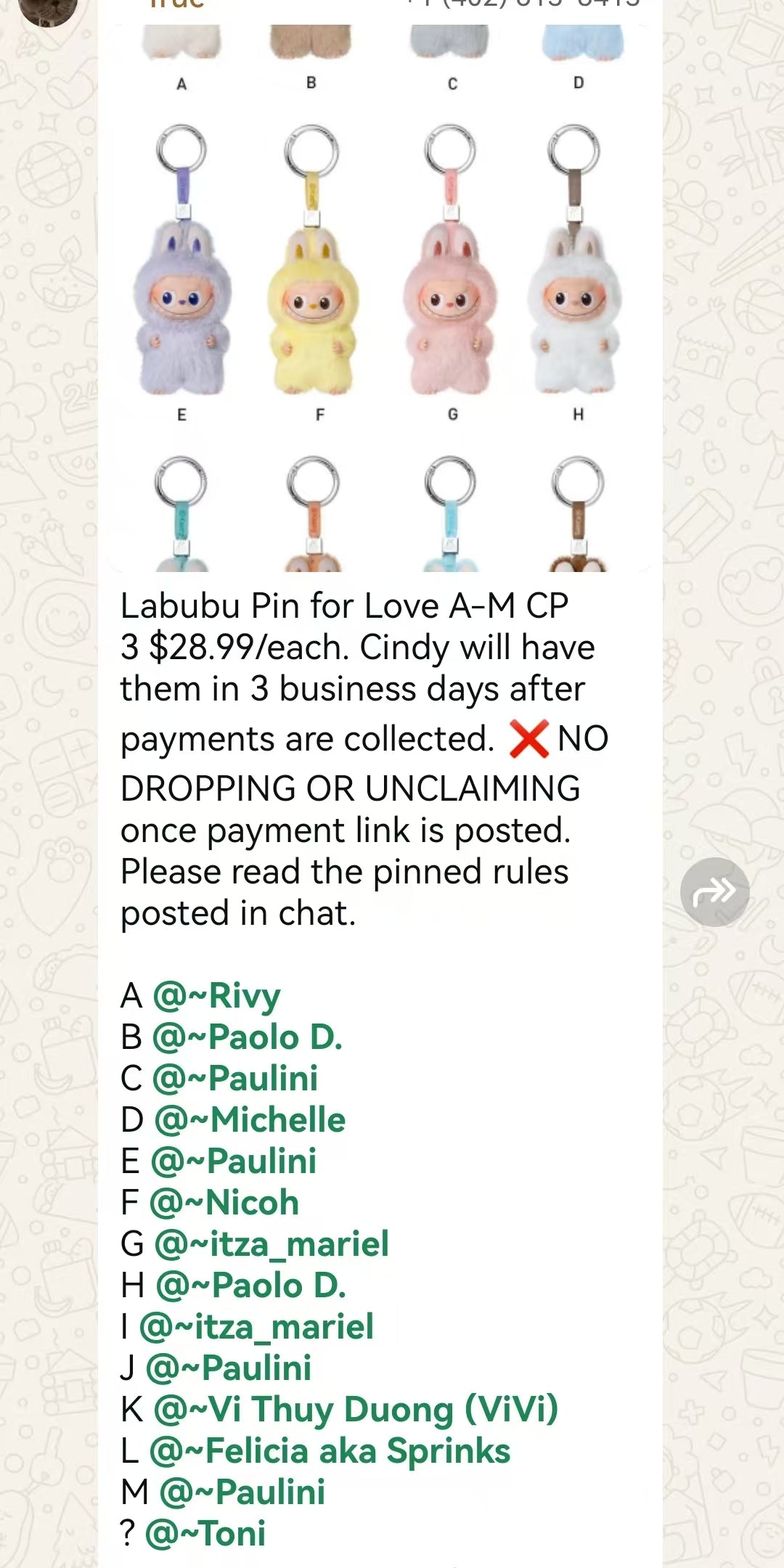 Labubu Pin for Love A-M CP 3 0831