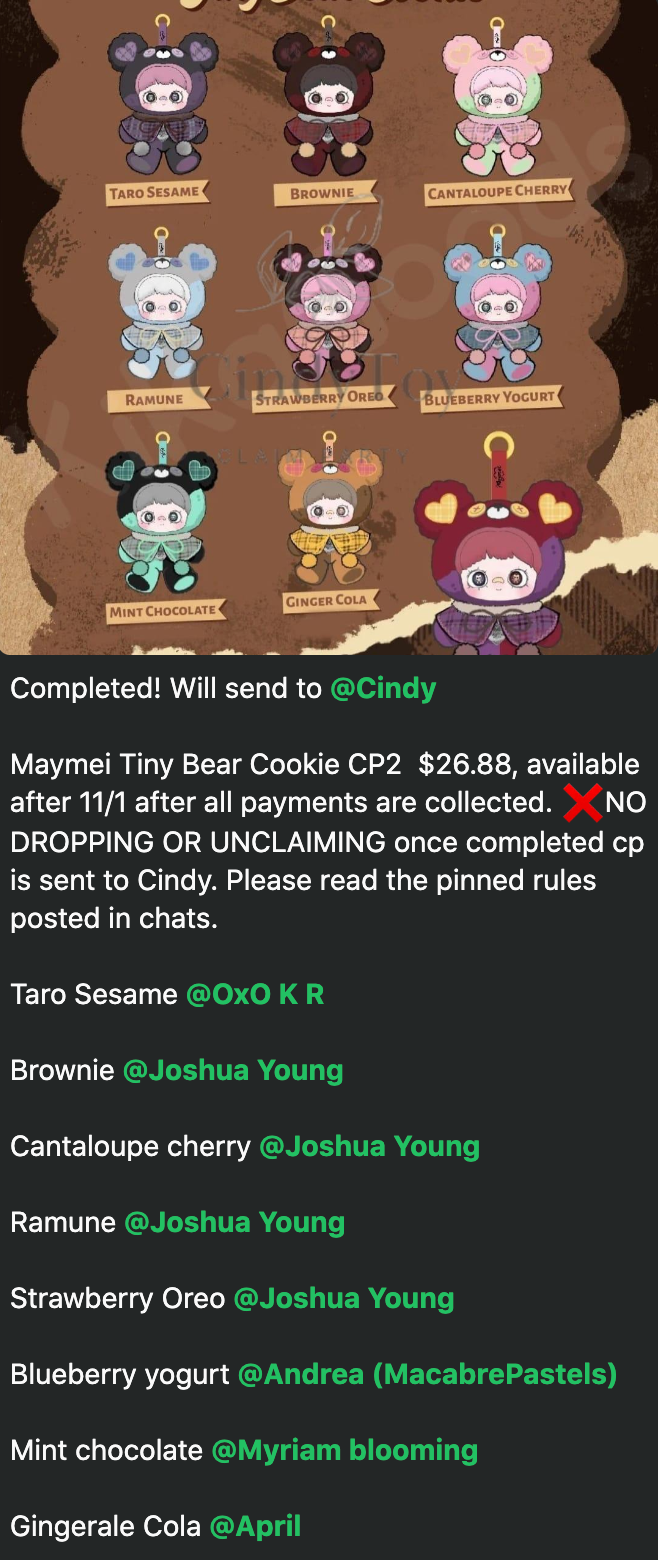 cp 2 Maymei Tiny Bear Cookie 1031