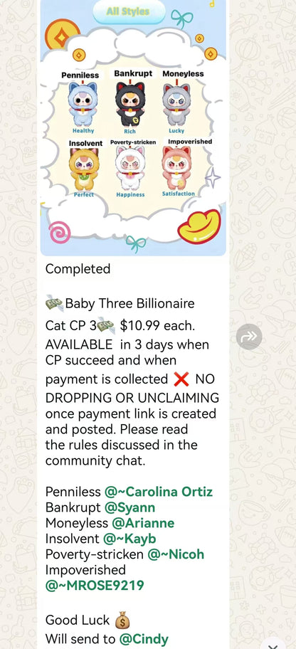 Baby Three Billionaire Cat CP 3  0823