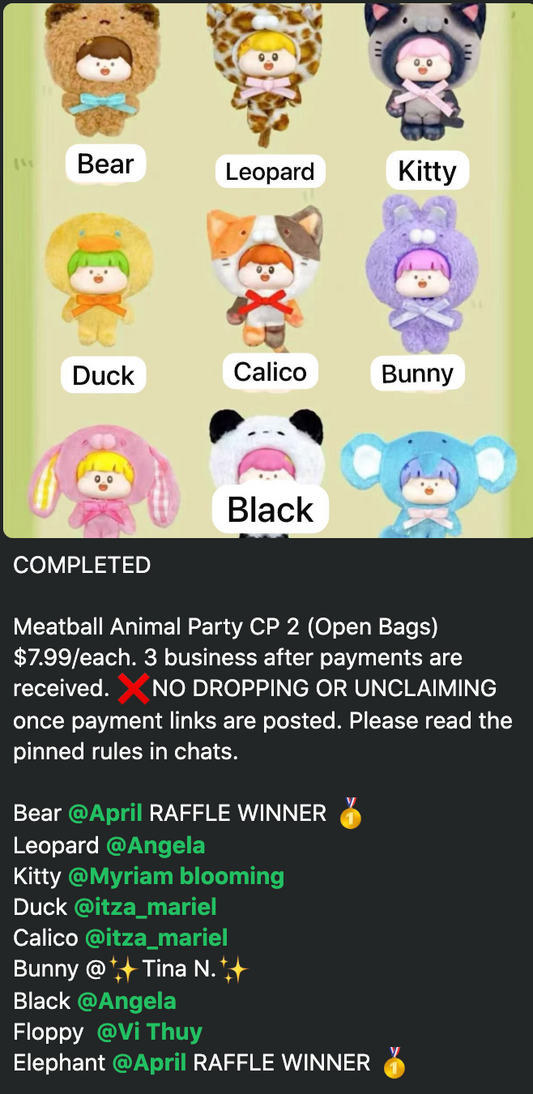 CP 2 Meatball Animal Party  (Open Bags) 0926