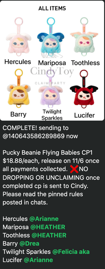 CP1 Pucky Beanie Flying Babies 11.1
