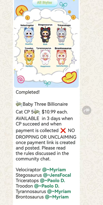 Baby Three Billionaire Cat CP 5