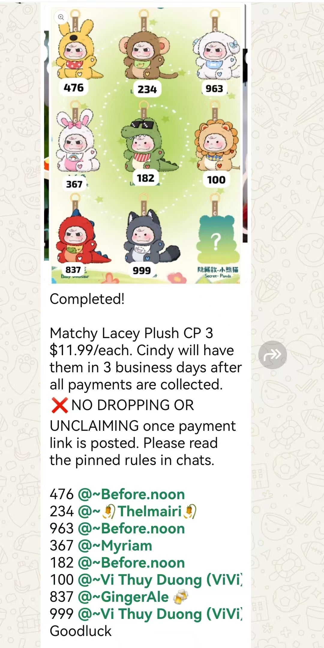 Matchy Lacey Plush CP 3 0831