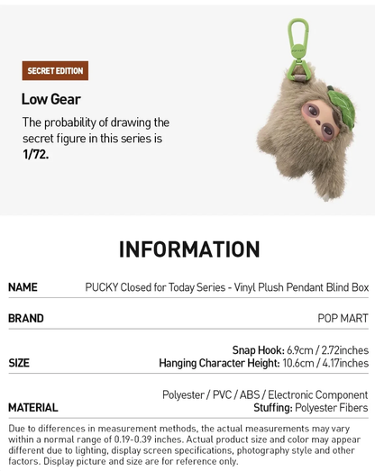 POP MART Pucky Close For Today Plush Series toy surprise box Dolls