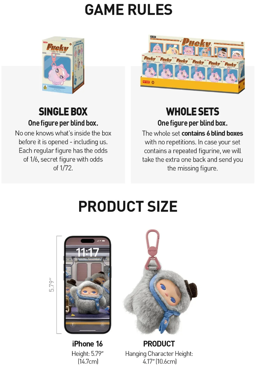POP MART Pucky Close For Today Plush Series toy surprise box Dolls