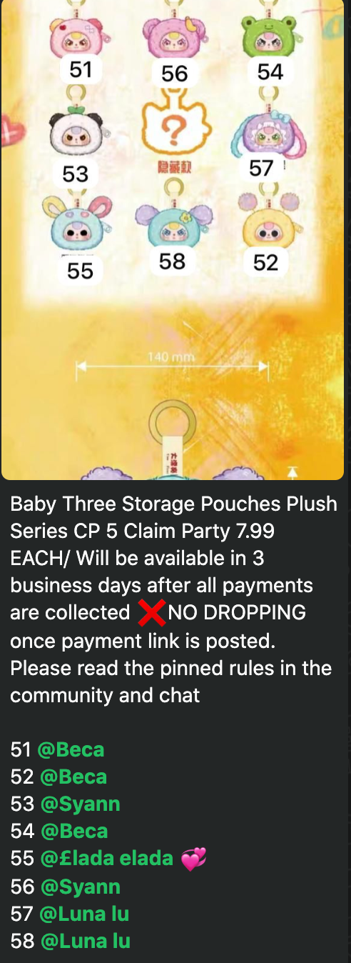 cp 5 Baby Three Storage Pouches Plush Series 0827