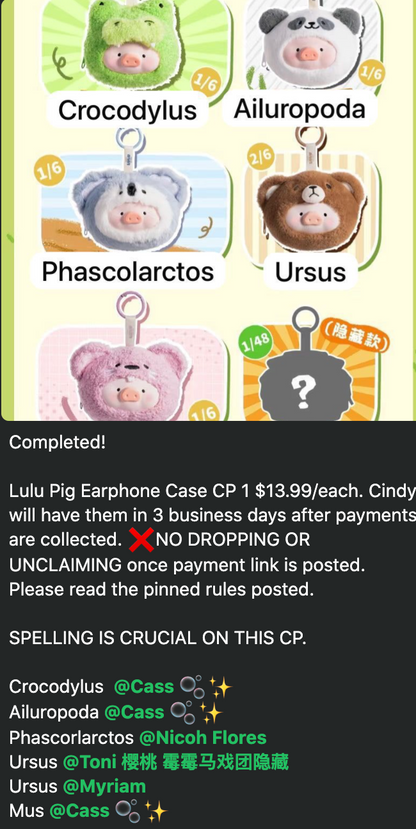 cp 1 Lulu Pig Earphone Case 0827