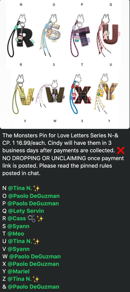 cp 1 labubu The Monsters Pin for Love  N-& keychain 0902