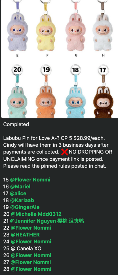 CP 5 Labubu Pin for Love A-? 0903