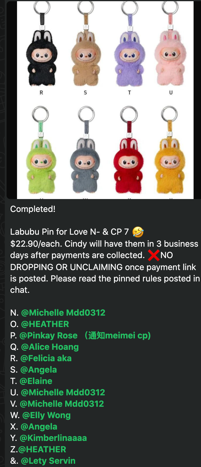 cp 7 labubu n-& pin for love 0916