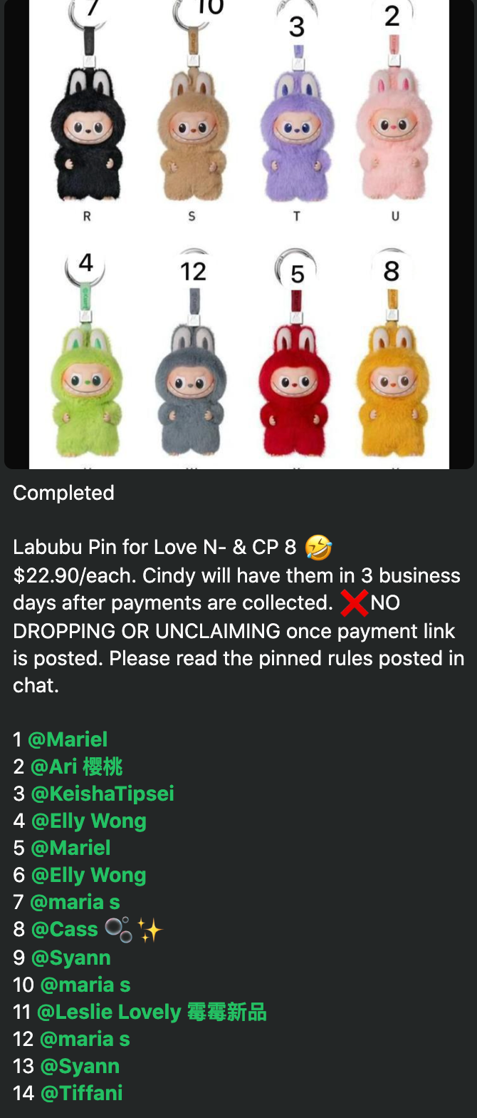 cp 8 Labubu Pin for Love N- & 0918