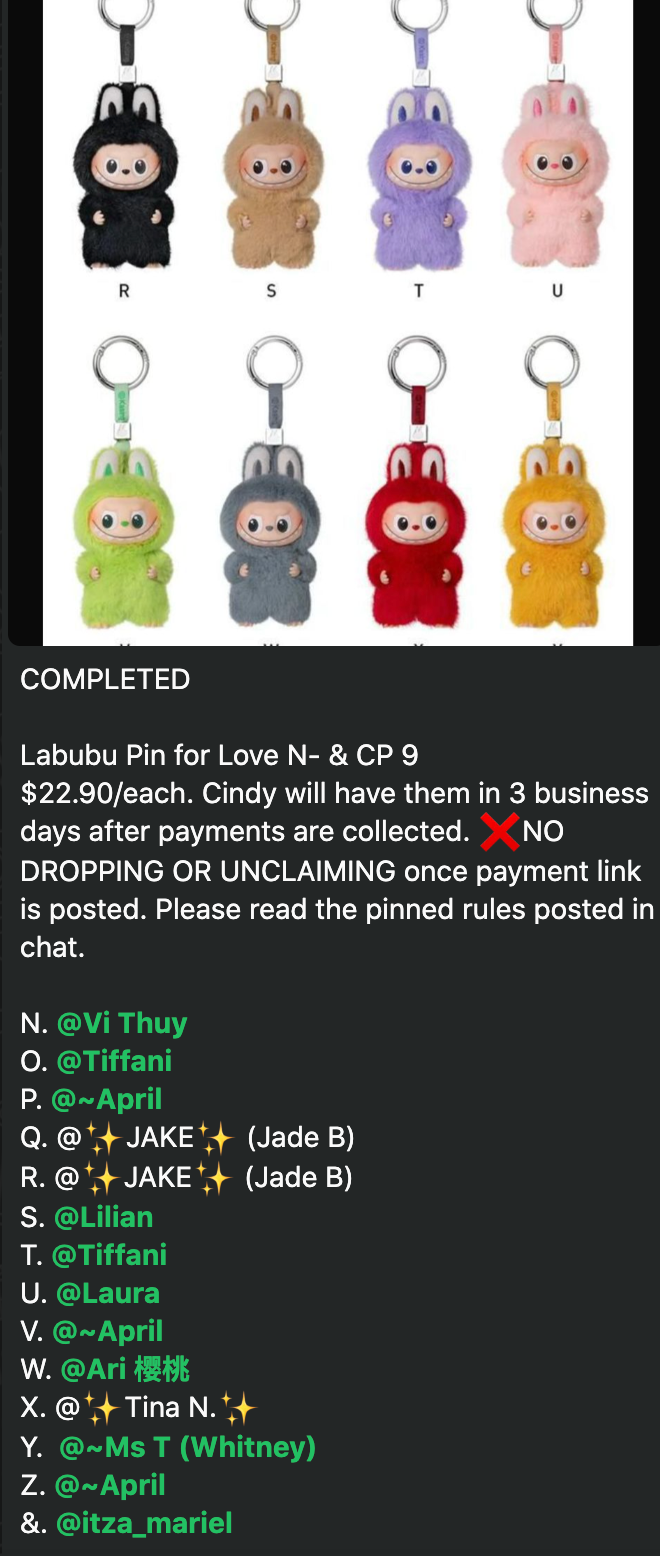 cp 9 Labubu Pin for Love N- & 0919
