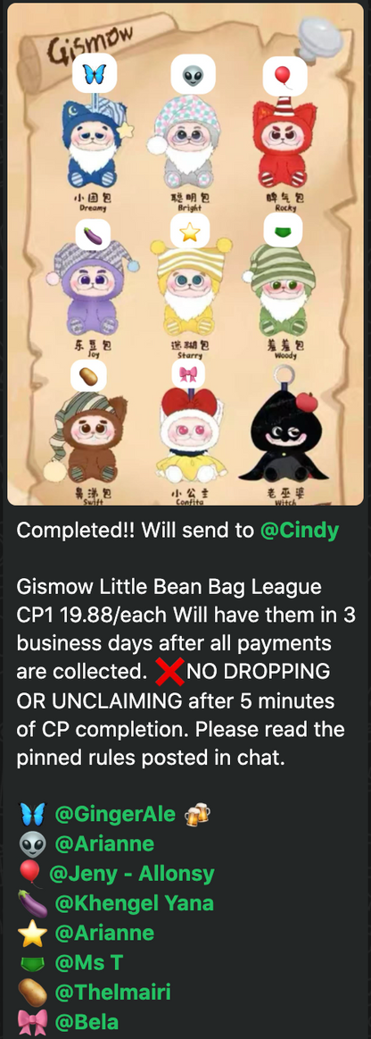 cp 1 Gismow Little Bean Bag League 1010