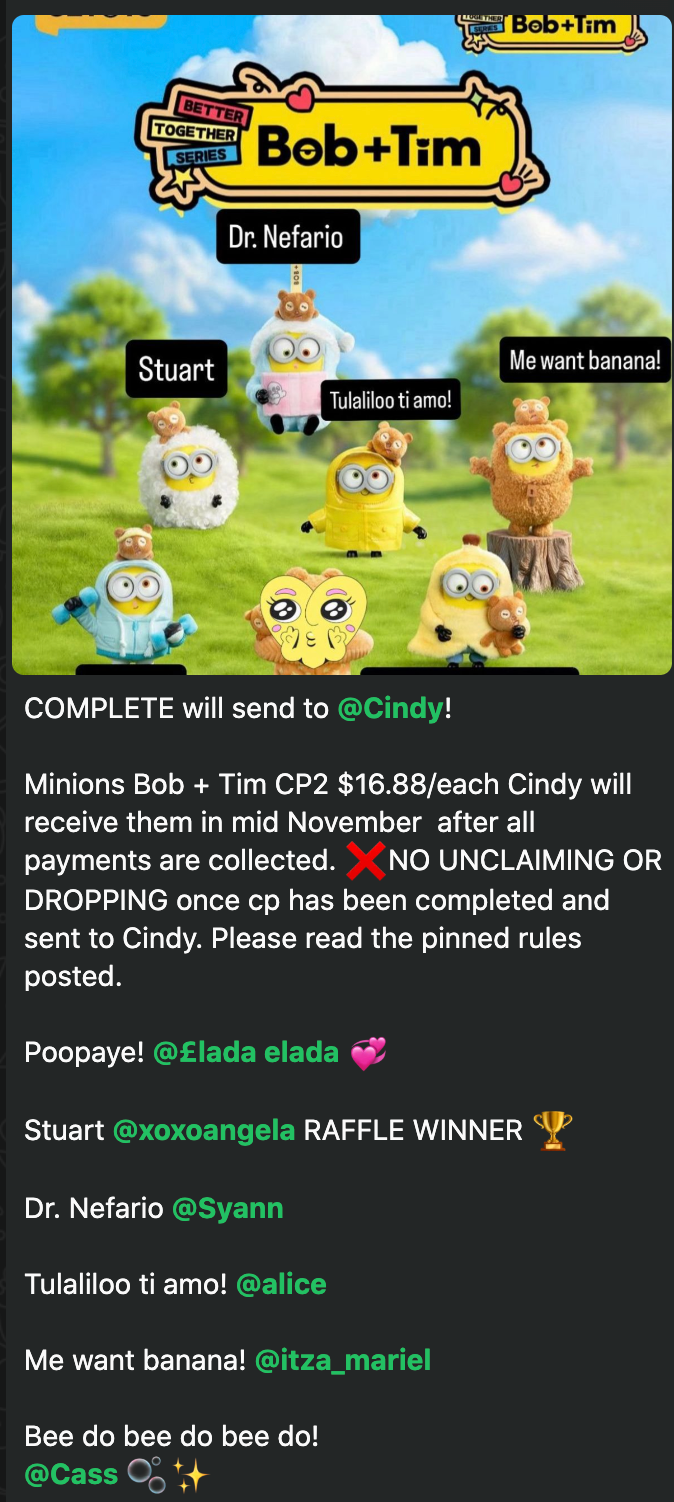 cp 2 Minions Bob + Tim 1029